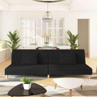 Detailed information about the product 2-Seater Sofa Bed With Two Pillows Black Fabric