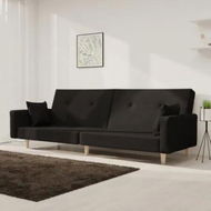 Detailed information about the product 2-Seater Sofa Bed with Two Pillows Black Fabric