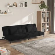 Detailed information about the product 2-Seater Sofa Bed with Two Pillows Black Velvet