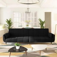 Detailed information about the product 2-Seater Sofa Bed with Two Pillows Black Velvet