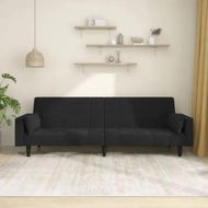Detailed information about the product 2-Seater Sofa Bed with Two Pillows Black Velvet