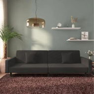 Detailed information about the product 2-Seater Sofa Bed with Two Pillows Black Velvet