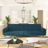 Detailed information about the product 2-Seater Sofa Bed with Two Pillows Blue Velvet