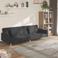 Detailed information about the product 2-Seater Sofa Bed with Two Pillows Dark Grey Fabric