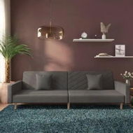 Detailed information about the product 2-Seater Sofa Bed with Two Pillows Dark Grey Fabric