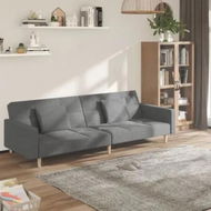 Detailed information about the product 2-Seater Sofa Bed with Two Pillows Light Grey Fabric