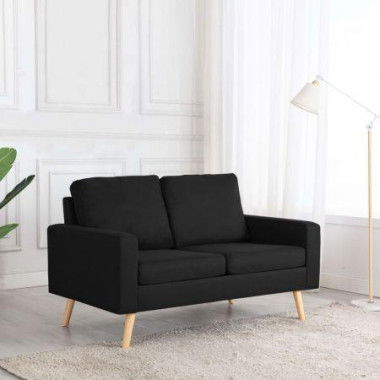 2-Seater Sofa Black Fabric