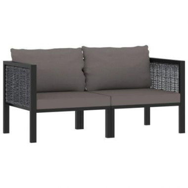 2-Seater Sofa With Cushions Anthracite Poly Rattan