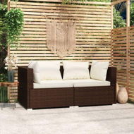 Detailed information about the product 2-Seater Sofa With Cushions Brown Poly Rattan