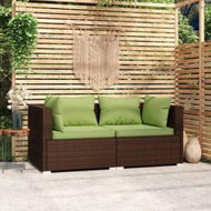 Detailed information about the product 2-Seater Sofa With Cushions Brown Poly Rattan