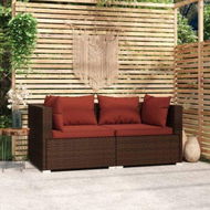 Detailed information about the product 2-Seater Sofa With Cushions Brown Poly Rattan