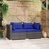 Detailed information about the product 2-Seater Sofa With Cushions Grey Poly Rattan