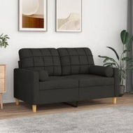 Detailed information about the product 2-Seater Sofa with Throw Pillows Black 120 cm Fabric