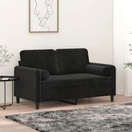 Detailed information about the product 2-Seater Sofa with Throw Pillows Black 120 cm Velvet