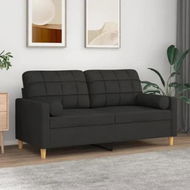 Detailed information about the product 2-Seater Sofa with Throw Pillows Black 140 cm Fabric