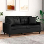 Detailed information about the product 2-Seater Sofa with Throw Pillows Black 140 cm Faux Leather