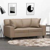 Detailed information about the product 2-Seater Sofa with Throw Pillows Cappuccino 120 cm Faux Leather