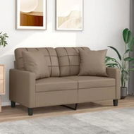 Detailed information about the product 2-Seater Sofa with Throw Pillows Cappuccino 120 cm Faux Leather