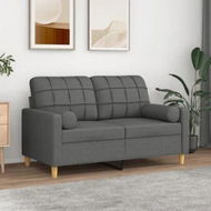 Detailed information about the product 2-Seater Sofa with Throw Pillows Dark Grey 120 cm Fabric