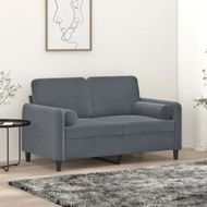 Detailed information about the product 2-Seater Sofa with Throw Pillows Dark Grey 120 cm Velvet