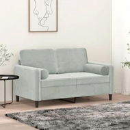 Detailed information about the product 2-Seater Sofa with Throw Pillows Light Grey 120 cm Velvet