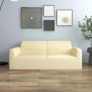 Detailed information about the product 2-Seater Stretch Couch Slipcover Cream Polyester Jersey