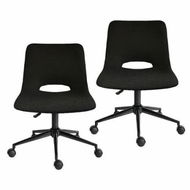 Detailed information about the product 2 Set Office Desk Chair - Loop Yarn Fabric Home Swivel Chair Cut-Out Seat HALO BLACK