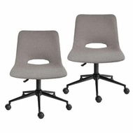 Detailed information about the product 2 Set Office Desk Chair - Loop Yarn Fabric Home Swivel Chair Cut-Out Seat HALO GREY