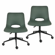 Detailed information about the product 2 Set Office Desk Chair - PU Leather Home Swivel Chair Cut-Out Seat HALO GREEN