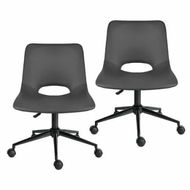 Detailed information about the product 2 Set Office Desk Chair - PU Leather Home Swivel Chair Cut-Out Seat HALO GREY