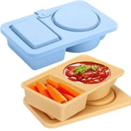 Detailed information about the product 2 Silicone Double Compartment Seasoning Sauce Snack Boxes with Lids Lunch Boxes