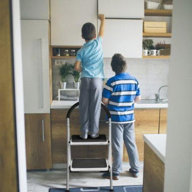 2-Step Household Ladder With Anti-Slip Platform And Lightweight Portable Design For Home/Garden.