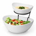 2 Tier Chip and Dip Serving Set with Metal Stand,Ceramic Appetizer Bowls,Multi-Use Food Display,White Elegant Tiered Serving Dishes for Party. Available at Crazy Sales for $29.99