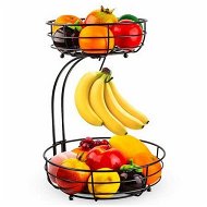Detailed information about the product 2-Tier Countertop Fruit Vegetables Basket Bowl Storage With Banana Hanger Black