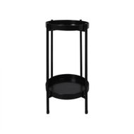 Detailed information about the product 2 Tier Plant Stand Metal Flower Black Medium