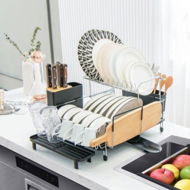 Detailed information about the product 2 Tier Rust-proof Dish Racks With 360 Degree Swivel Self-Draining Spout For Kitchen