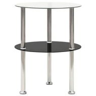 Detailed information about the product 2-Tier Side Table Transparent & Black 38 cm Tempered Glass