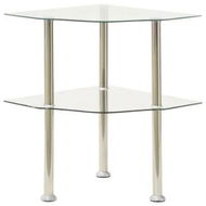 Detailed information about the product 2-Tier Side Table Transparent 38x38x50 cm Tempered Glass