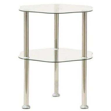 2-Tier Side Table Transparent 38x38x50 cm Tempered Glass