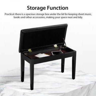2-User PU Leather Thick Sponge Padded Wooden Piano Bench Stool With Storage.