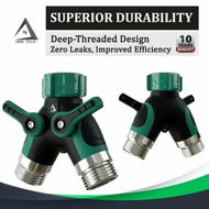 Detailed information about the product 2-Way Garden Hose Splitter: Durable Y-Shaped Connector for Outdoor Faucets, Includes 4 Sealing Rings for Leak-Proof Connections