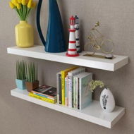 Detailed information about the product 2 White MDF Floating Wall Display Shelves Book/DVD Storage