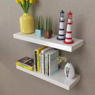 Detailed information about the product 2 White MDF Floating Wall Display Shelves Book/DVD Storage