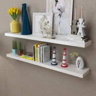 Detailed information about the product 2 White MDF Floating Wall Display Shelves Book/DVD Storage