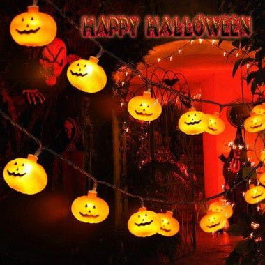 20 LED Pumpkin String Lights With 8 Modes 4.5M Holiday For Party Decorations.