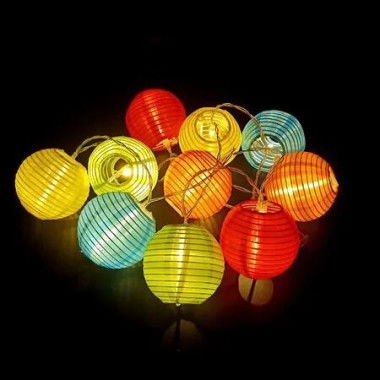 20 LED Solar Paper Lantern String Lights 5m Fabric Festivals Wedding New Year Spring Festival Christmas Party Decorations 8 Modes Multicolor