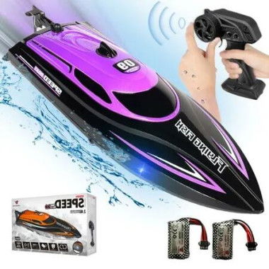 20+ MPH RC Boat with 2 Rechargeable Batteries: Fast Remote Control Boat for Pools and Lakes, Perfect for All Ages