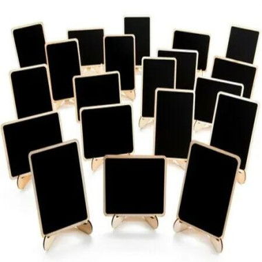 20 Pack Mini Chalkboards Signs with Easel Stand,Small Rectangle Chalkboards Blackboard,Wood Place Cards,Message Board Signs and Event Decoration