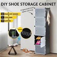 Detailed information about the product 20 Pairs Stackable Shoe Storage Box Organiser Cube DIY Shoe Cabinet Rack Shelf 10 Tier Black