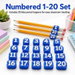 20 Pcs 1-20 Number Pencil Toppers, Reusable Student Number Tracking Labels for Teachers, Classroom Organizer School Stationery (Blue). Available at Crazy Sales for $14.99